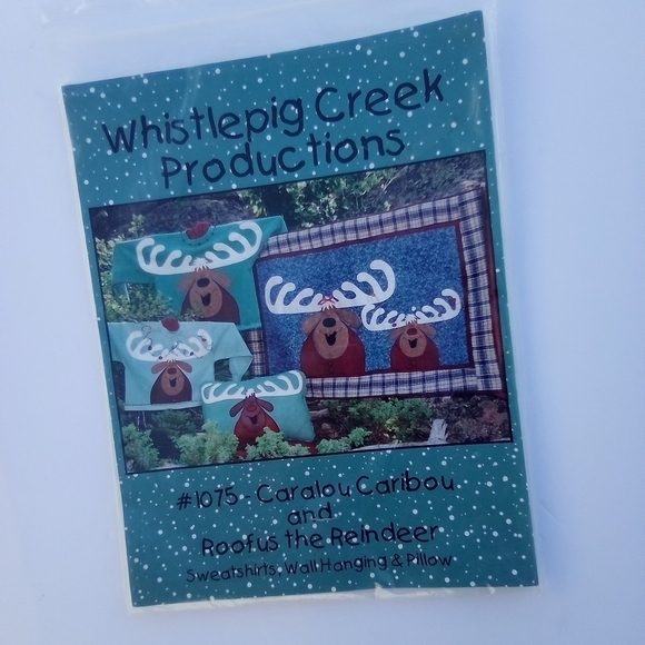 Caralou Caribou & Roofus the Reindeer Sewing Pattern Wall Hanging Quilt Pillow - Picture 1 of 1